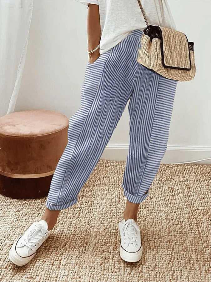 Zoe | Comfortable Retro Striped Pants