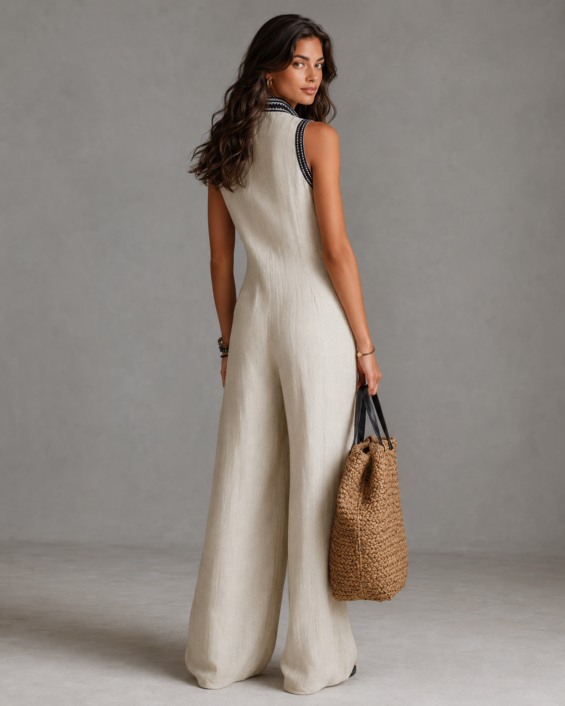 Fiamma - Sleeveless Jumpsuit with Minimalist High Collar and Zip