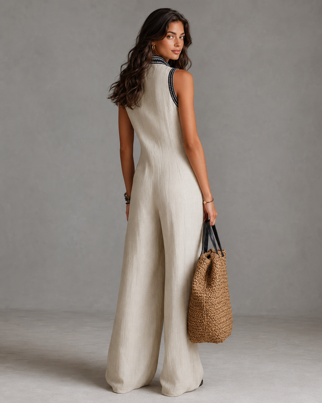 Fiamma - Sleeveless Jumpsuit with Minimalist High Collar and Zip